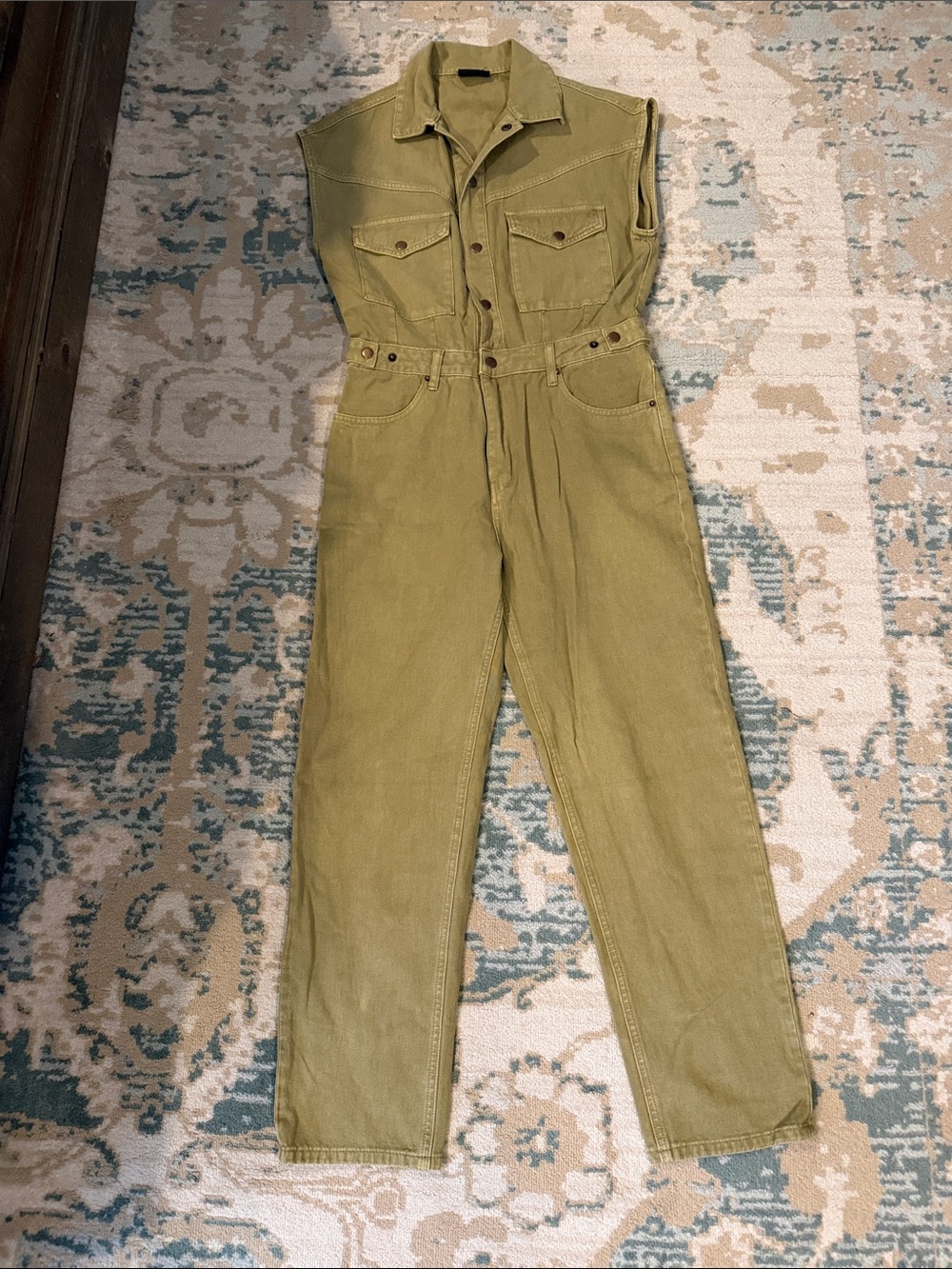 Sleeveless Utility Jumpsuit in Olive